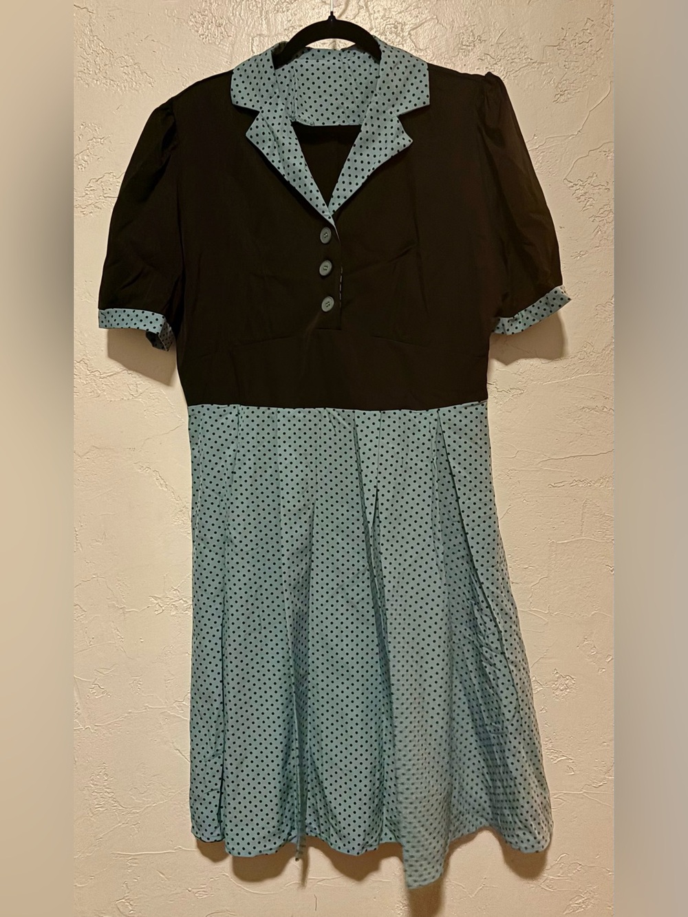 💙 SHEIN Retro Polka Dot Colorblock Fit & Flare Dress | XL